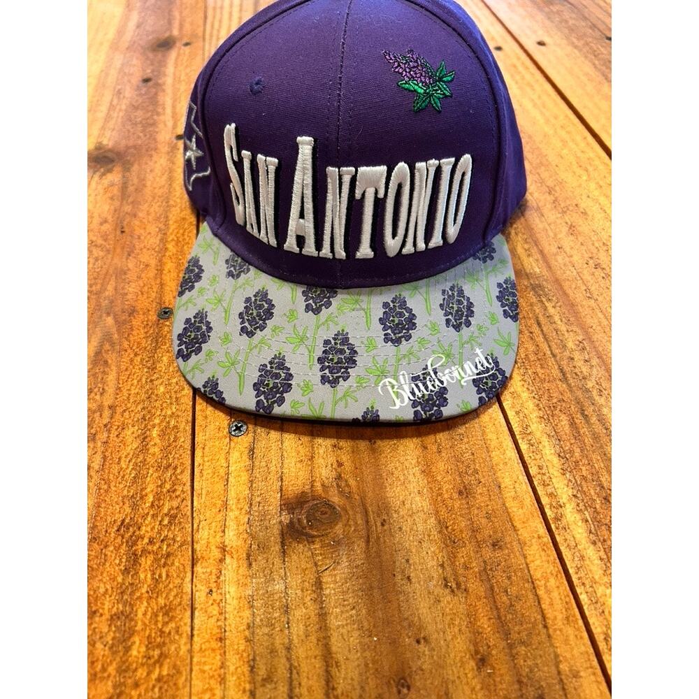 Pit Bull San Antonio Snapback Hat Purple Bluebonnet Floral Brim Texas Cap